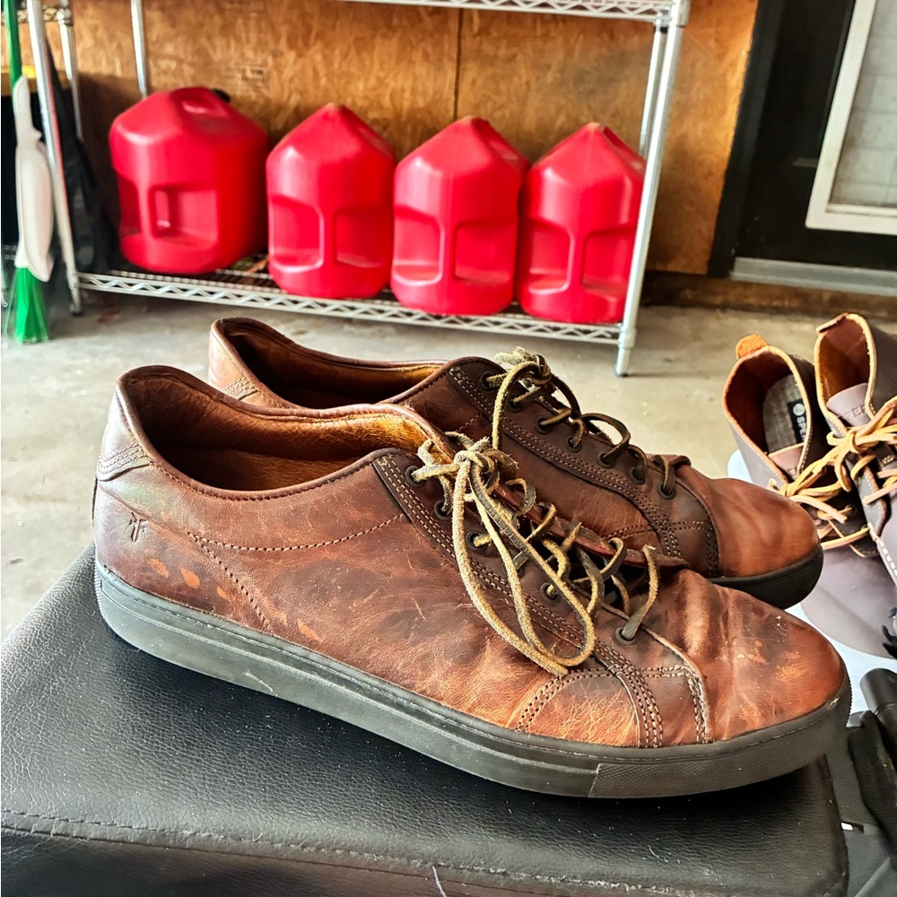Frye Men's Brown Leather Casual Lace-Up Shoes size 13